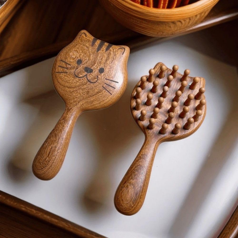 金丝檀木按摩梳 Massager Comb Travel-friendly Hair Styling Tool for Men & Women 玉兔神器办公室实木眼部按摩 - ZHANGHOUJUN-A584