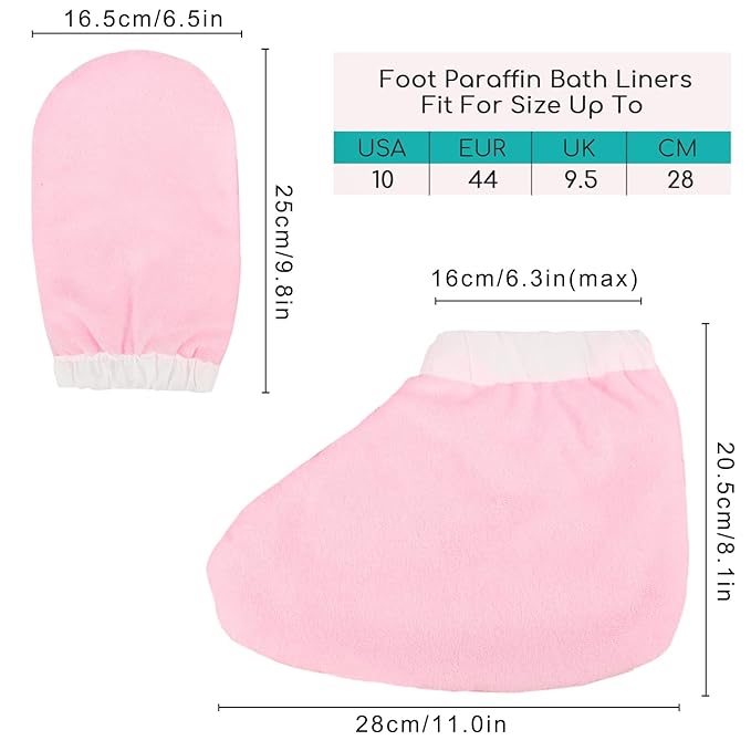 Paraffin Wax Mitts and Booties, Segbeauty Snug Elastic Opening Insulated Thick Terry Cloth Mittens for Hand and Foot, Gloves and Booties for Paraffin Warmers SPA Heated thera-py