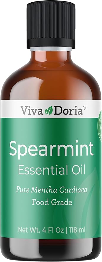 Viva Doria Spearmint Essential Oil, 100% Pure, Natural Spearmint Essential Oil, Undiluted, for Aromatherapy | Food Grade, 118 mL (4 Fluid Ounce)