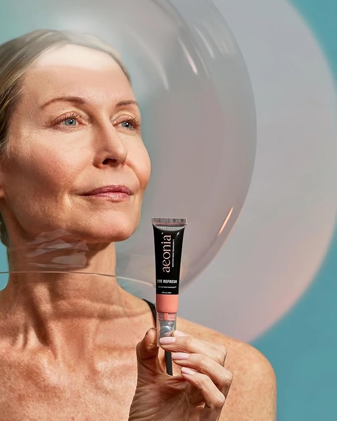 Aeonia Eye Refresh, Certified Space Technology Skincare – Hydrating & Anti-Aging Eye Cream with Bacillus Lysate, Reduces Fine Lines, Puffiness & Dark Circles, Firming & Illuminating Formula, 0.5 Fl Oz