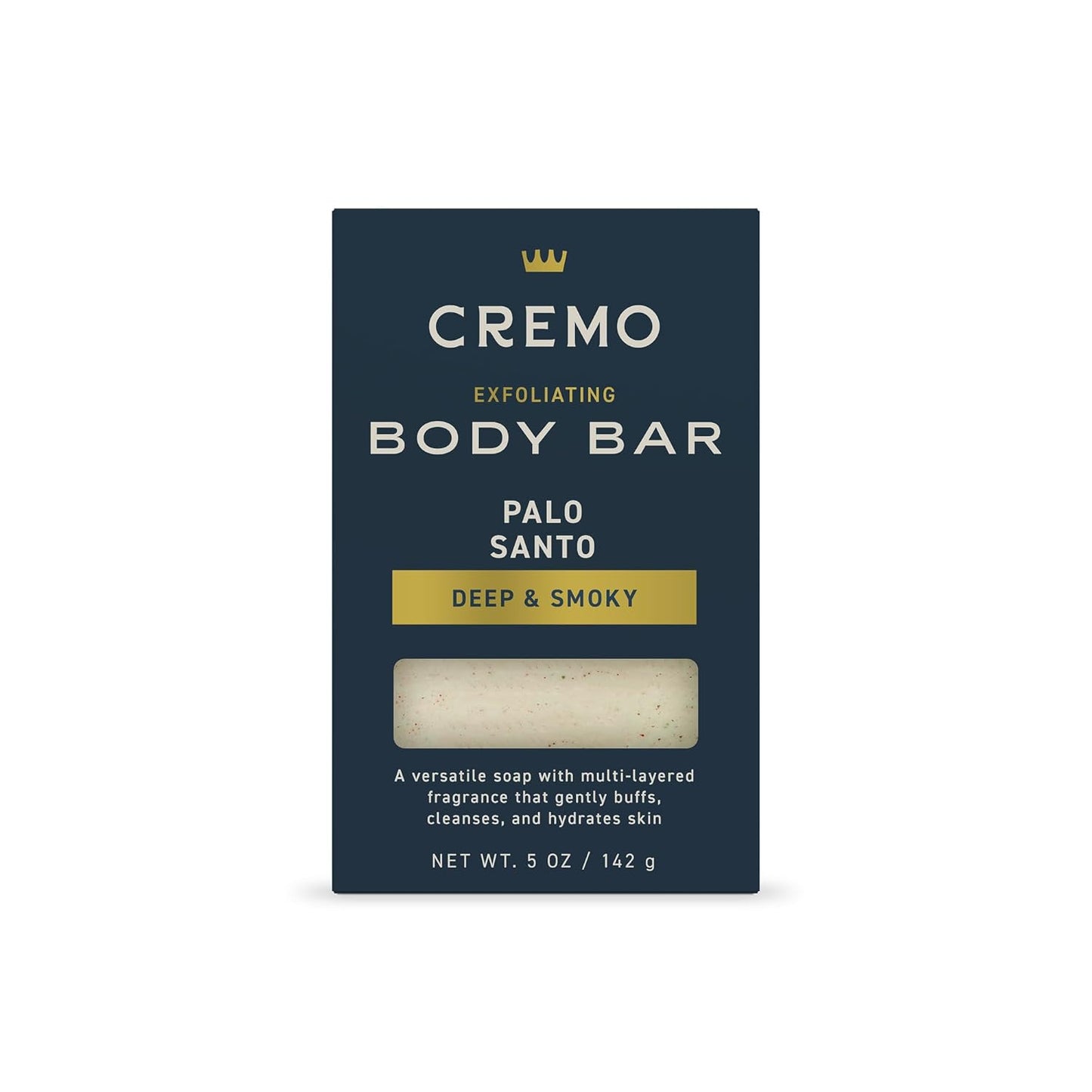 Cremo Exfoliating Body Bar for Men, Palo Santo Scent, Multi-Layered Fragrance That Buffs, Cleanses and Hydrates Skin, 5oz