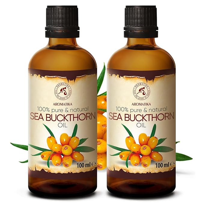 Sea Buckthorn Oil (2pack of 2 x 3.4oz) 6.8oz - Cold Pressed - Pure & Natural - Hippophae Rhamnoides - Carrier Oil for Essential Oils - Nails - Hair - Face & Body Care