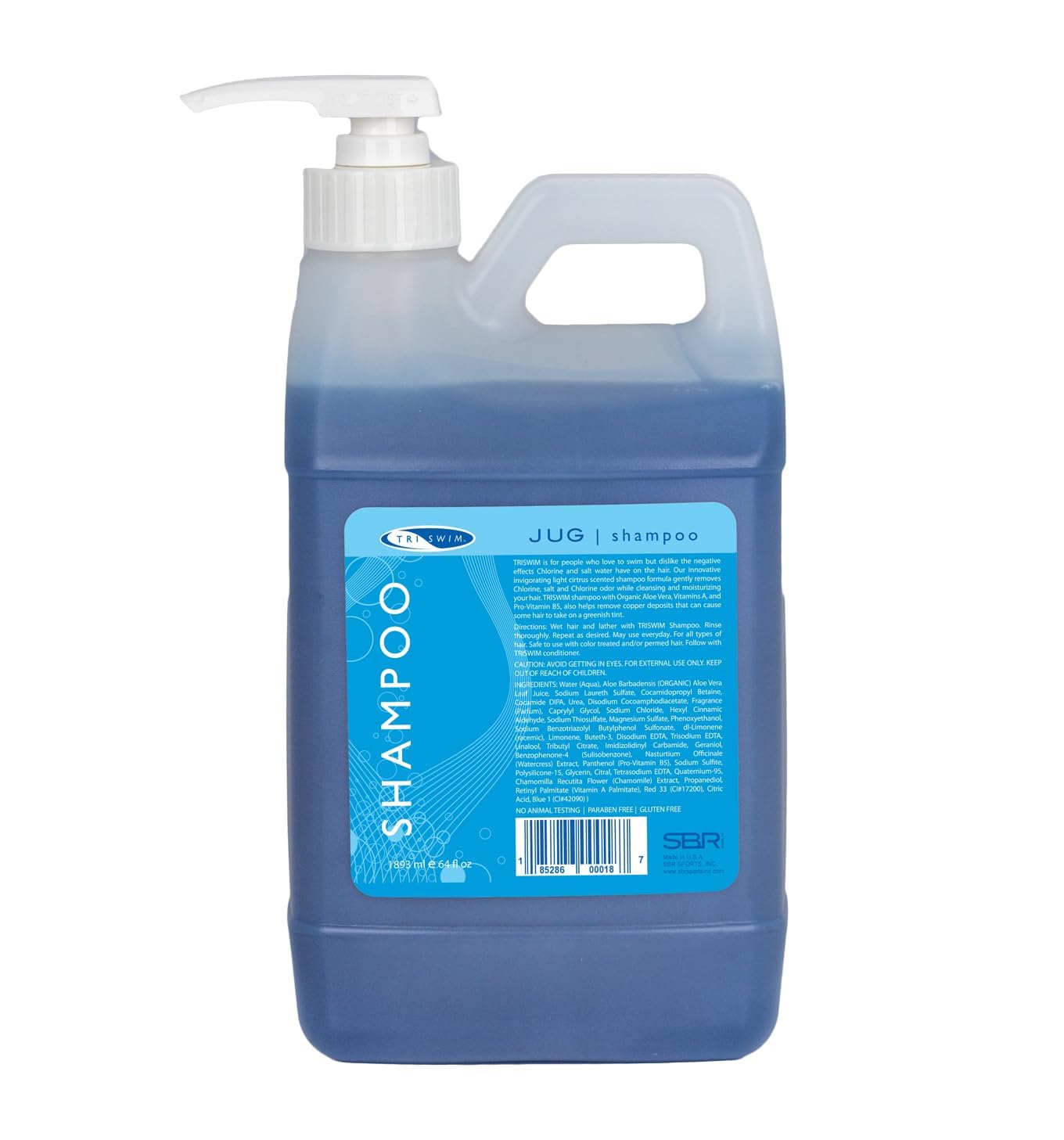 TRISWIM Swim Shampoo Chlorine Removal Jug 64oz with Pump | Removes Chlorine, Bromine, & Mineral Build-up | Moisturizes with Aloe Vera & Vitamins | Perfect for Swimmers and Active Individuals