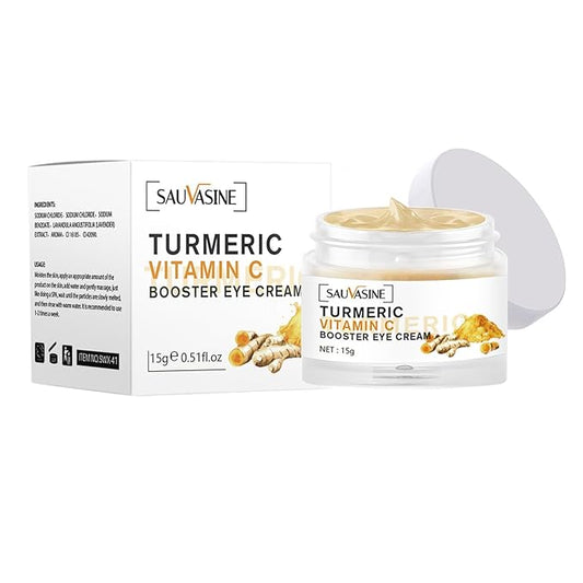 Turmeric + Vitamin C Eye Cream, Turmeric Under Eye Cream for Dark Circles and Puffiness, Anti Aging Cream Correction for Puffy Eye Bags Fine Lines Dark Circles Wrinkles Eye Firming Even Skin Tone