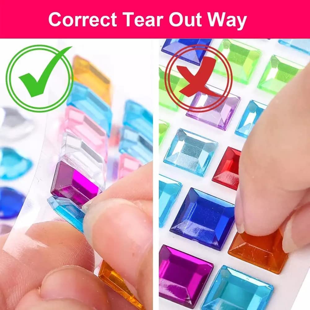 10 Sheets Face Gems Jewels for Makeup Self Adhesive Assorted Shapes Rhinestones for Christmas Crafts, Eye Body Gems Nail Art Festival Party Rave Accessories for Women