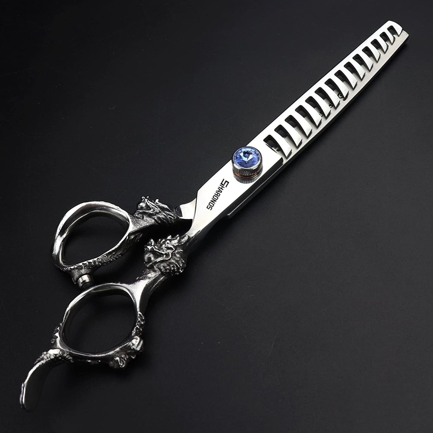 7" 7.5" 8"9" Professional Hairdressing Scissors Barber Salon Hair Cutting Dragon Shears (Large). (7 inch 2pc-D)