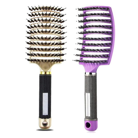 Magical Ultra Detangling Brush for Wet or Dry Hair, Detangler Brush, Fast Drying Styling Massage Hairbrush for Men, Women and Kids (2pcsRainbow-E)