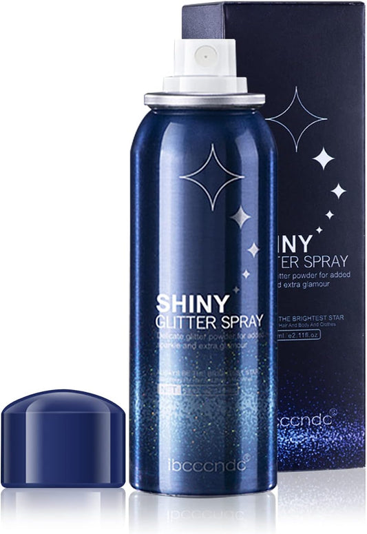 MEICOLY Body Glitter Spray,Silver Glitter Hairspray for Music Festival Rave,2.1Oz Shimmer Waterproof Quick-Drying Sparkle Glitter Spray for Hair and Body,Clothing,Nightclub Shiny Glitter,Prom,Party