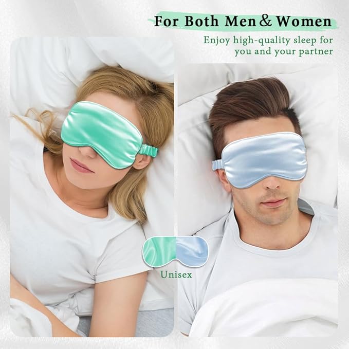 Cooling Eye Mask and Silky Sleep Mask 4 Packs for Man Women for Sleeping Frozen Ice Eye Mask Cold Warm Compress Puffiness Dry Eyes Dark Circles Gifting