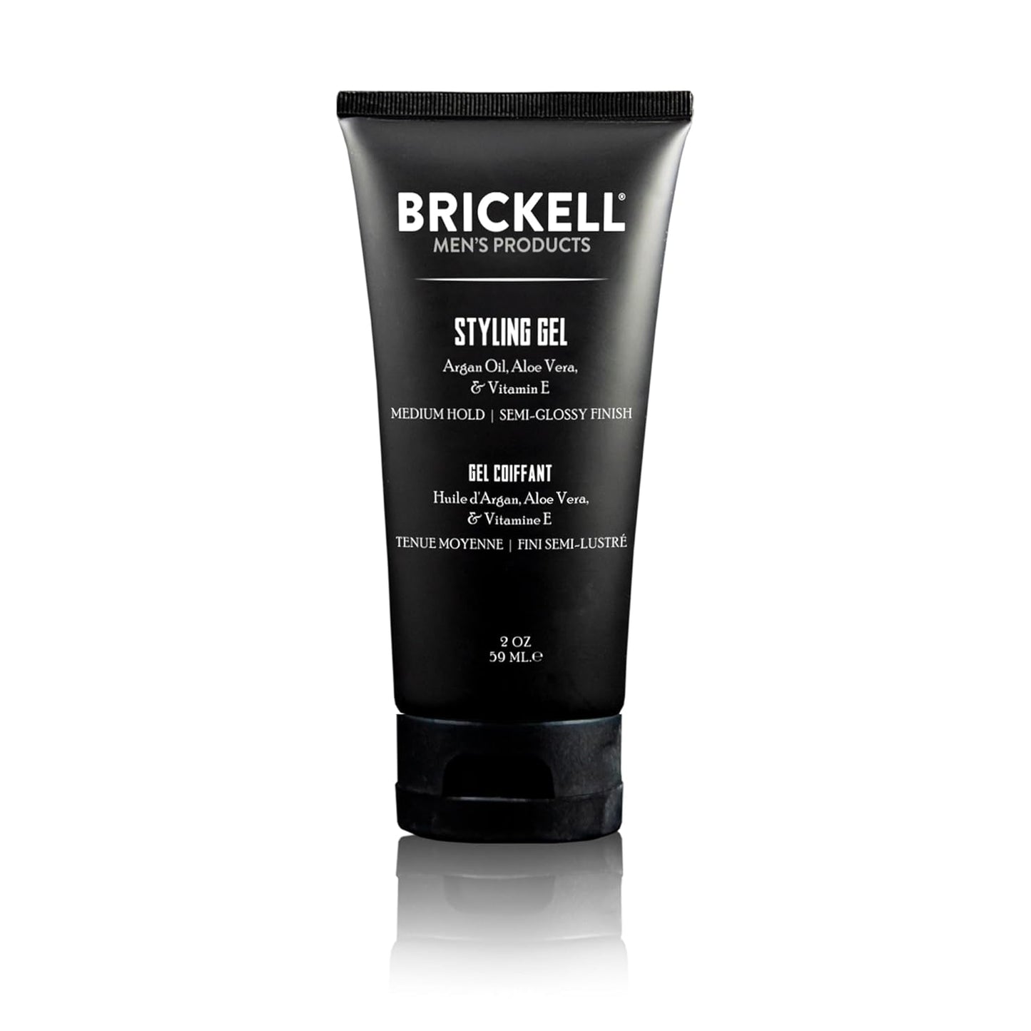 Brickell Men's Hair Styling Hair Gel For Men, Natural and Organic, All Day Hold for Glossy Style, Natural Scented, 2 Ounce