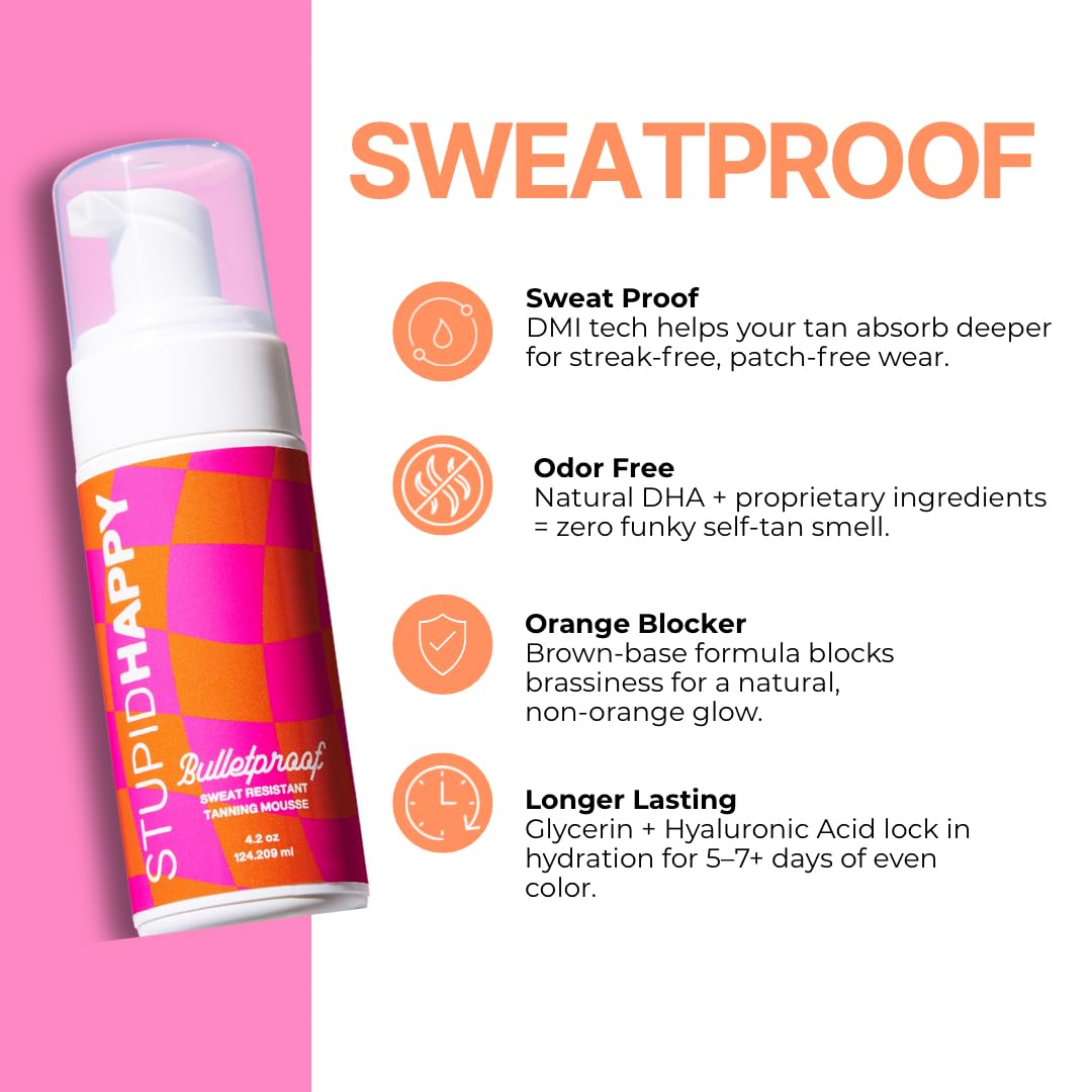 Self-Tanner Tanning Mousse for Women | Sweat-Resistant, Odor-Free, No-Orange, Rapid Rinse, Streak-Free Glow, Water-Based, Non-Toxic | Flawless Application, Natural Look Medium-Dark | 4.2 Fl Oz