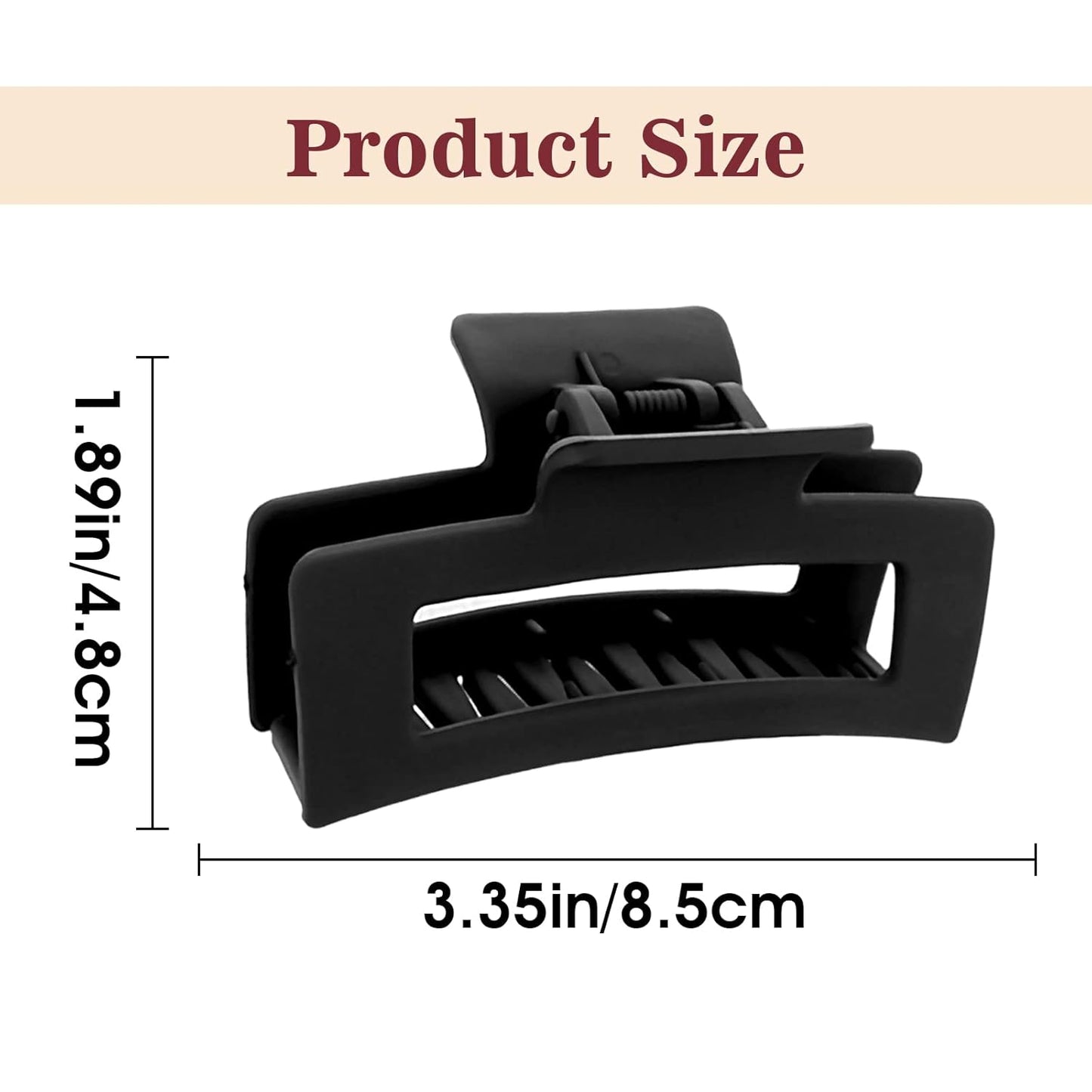 2 Pieces Square Claw Clips 3.5 Inch Matte Non-slip Hair Clamps Medium Hair Claw Clips Fashion Strong Hold Banana Clip Thick Thin Hair Styling Accessories for Women Girls