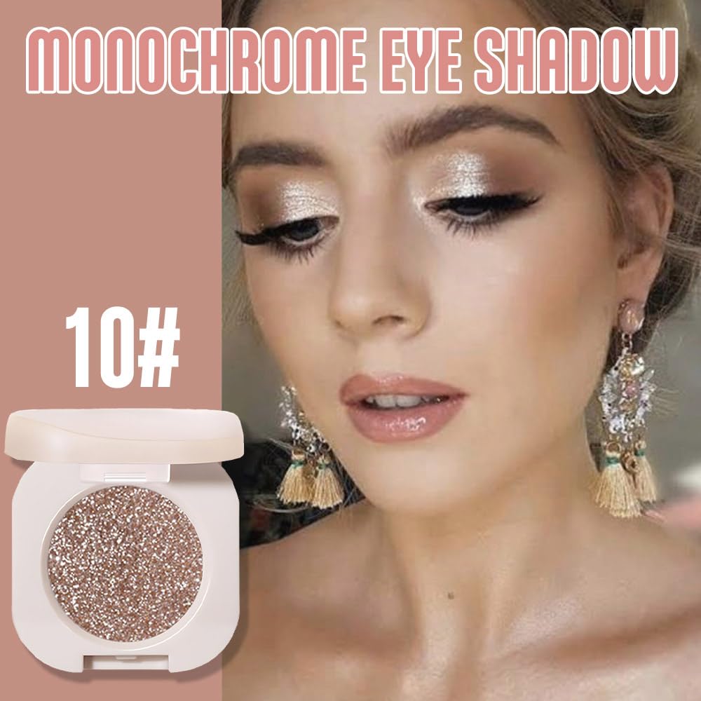 2Pcs Glitter Shimmer Sparkle Eyeshadow Palette Makeup For Older Women, Light Brown & Silver Glitter Shimmer Metallic Holographic Multichrome Cream Iridescent Single Monochrome Eye Shadow Makeup