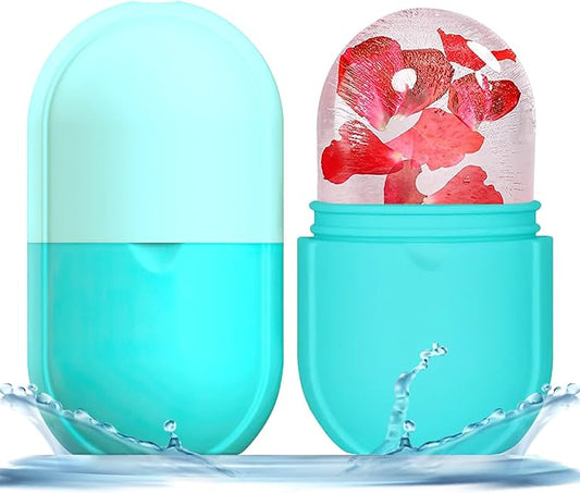 KOGITI Ice Mold for Face, Ice Roller for Face & Eye, Beauty Facial Ice Rollers Ice Holder Mold Face Puffiness Relief Massage Skin Care Tools, Ice Facial Cube (New-Blue)