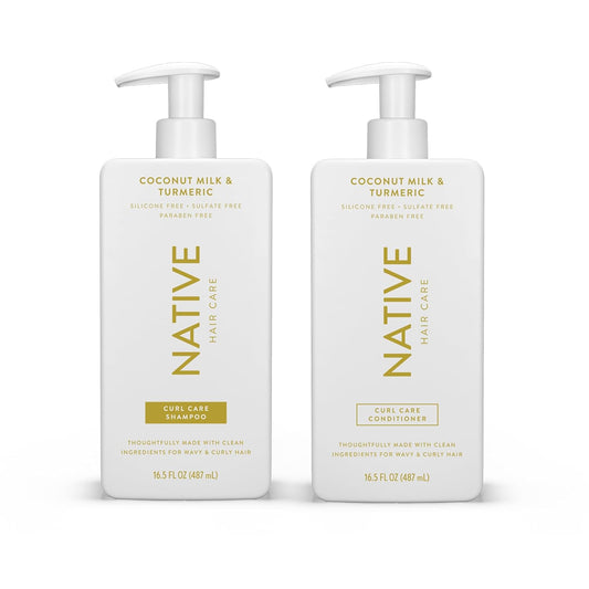 Native Coconut & Turmeric Shampoo and Conditioner Contain Naturally Derived Ingredients | All Hair Types, Color & Treated, Fine to Dry Damaged, Sulfate & Dye Free - 2-Pack