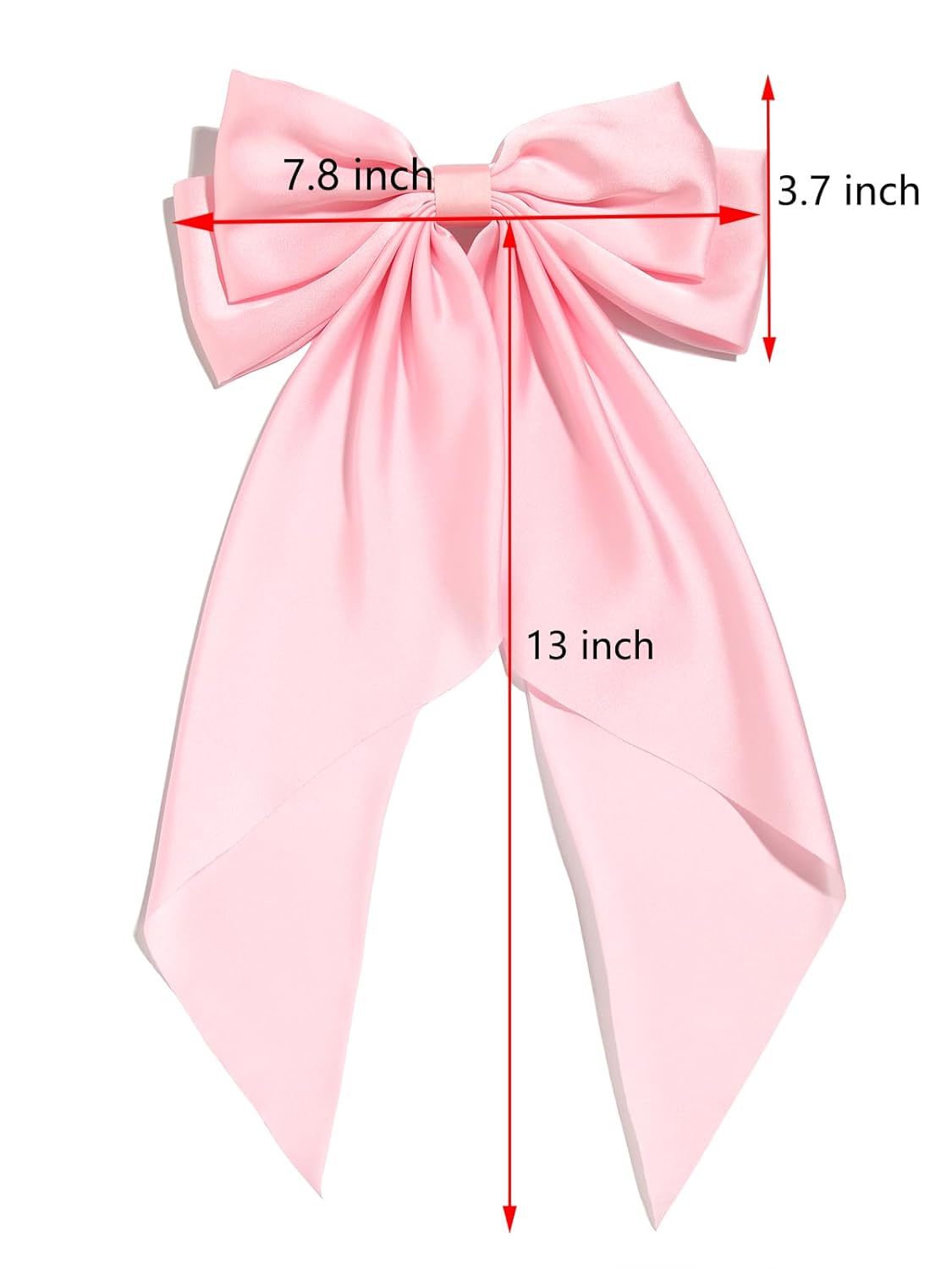 SUSULU Pink Hair Bows for Women, 2pcs Big Long-Tail Ribbon Accessories, Hot Pink Barrettes for Party Birthday