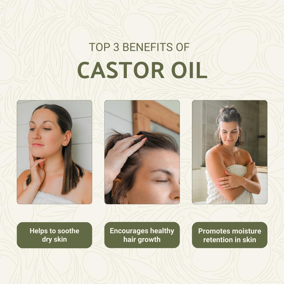 Organic Castor Oil Direct From India - Cold Pressed Castor Oil For Face, Hair Growth, Eyelash Serum, Eyebrow - Skin and Face Moisturizer and Detox - Hexane Free 4 Gallon