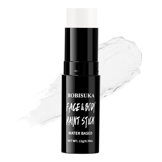 BOBISUKA White Face & Body Paint Stick Washable Water-Based Face Paint Makeup Stick for Halloween Clown, Joker, Zombie, Mime, Skeleton, Skull, Cosplay, SFX, Sports Eye Black & Costume Party