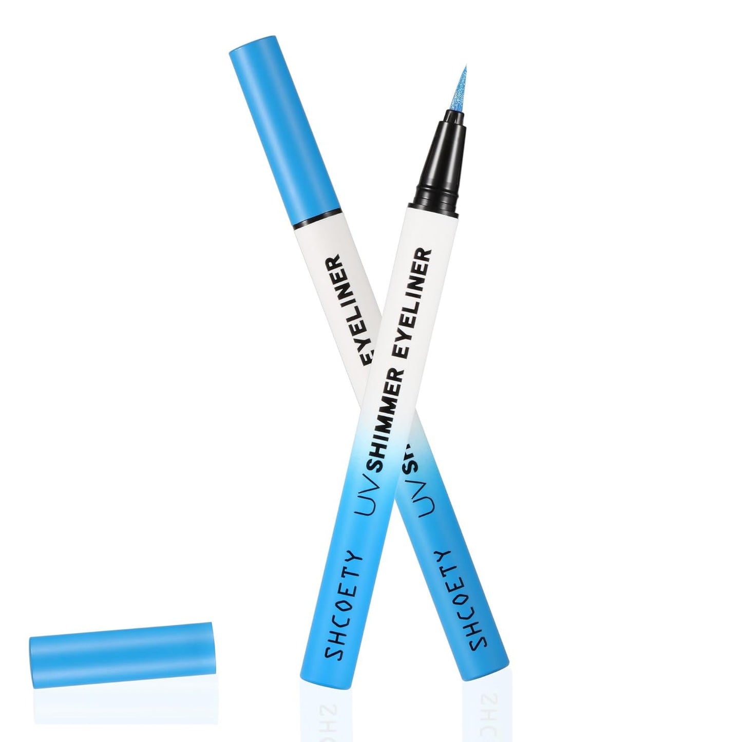 Metallic Neon Liquid Eyeliner, Glitter Neon Colored Eyeliners Pen, High Pigmented, Waterproof Smudge-Proof and Long-Lasting Metallic Eye Makeup for Halloween Christmas,Shimmer Blue