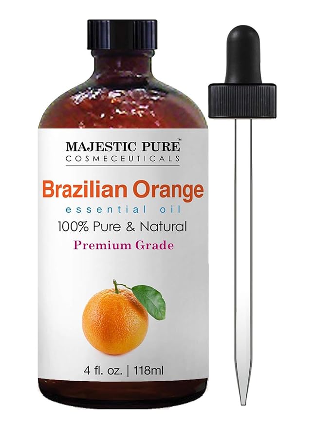 MAJESTIC PURE Brazilian Orange Essential Oil | 100% Pure and Natural | Premium Grade Essential Oils for Hair Care, Home Diffusers, Skin, Aromatherapy, Massage and Humidifiers | 4 Fl Oz