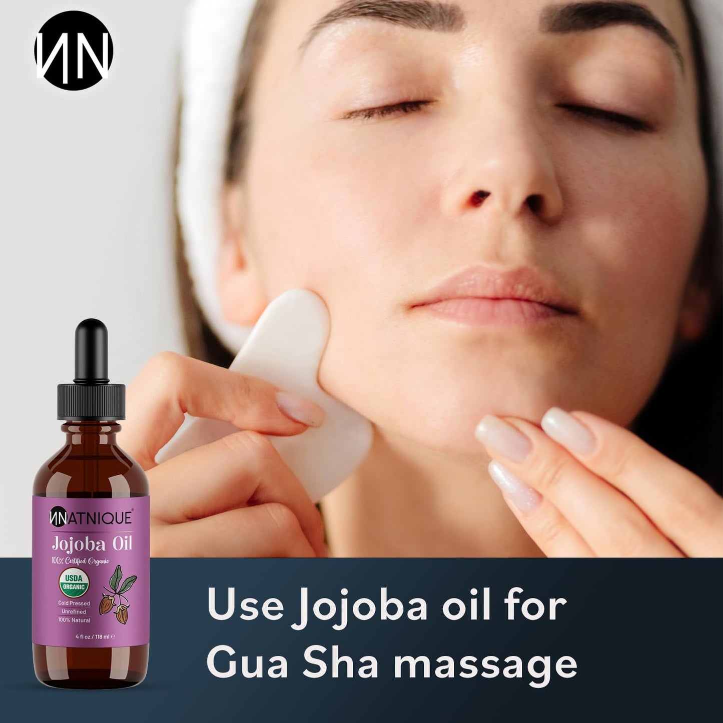 Natnique Organic Jojoba 4oz – USDA Certified, Cold Pressed, Unrefined & Hexane-Free – Pure Moisturizer for Hair Growth, Face, Skin, Beard, Scalp, Nails & Cuticles – Natural Facial, Body & Massage Care