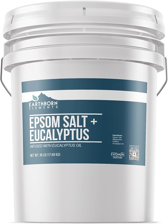 Earthborn Elements Eucalyptus Epsom Salt 5 Gallon Bucket, Pure & Undiluted, Soothing Aroma
