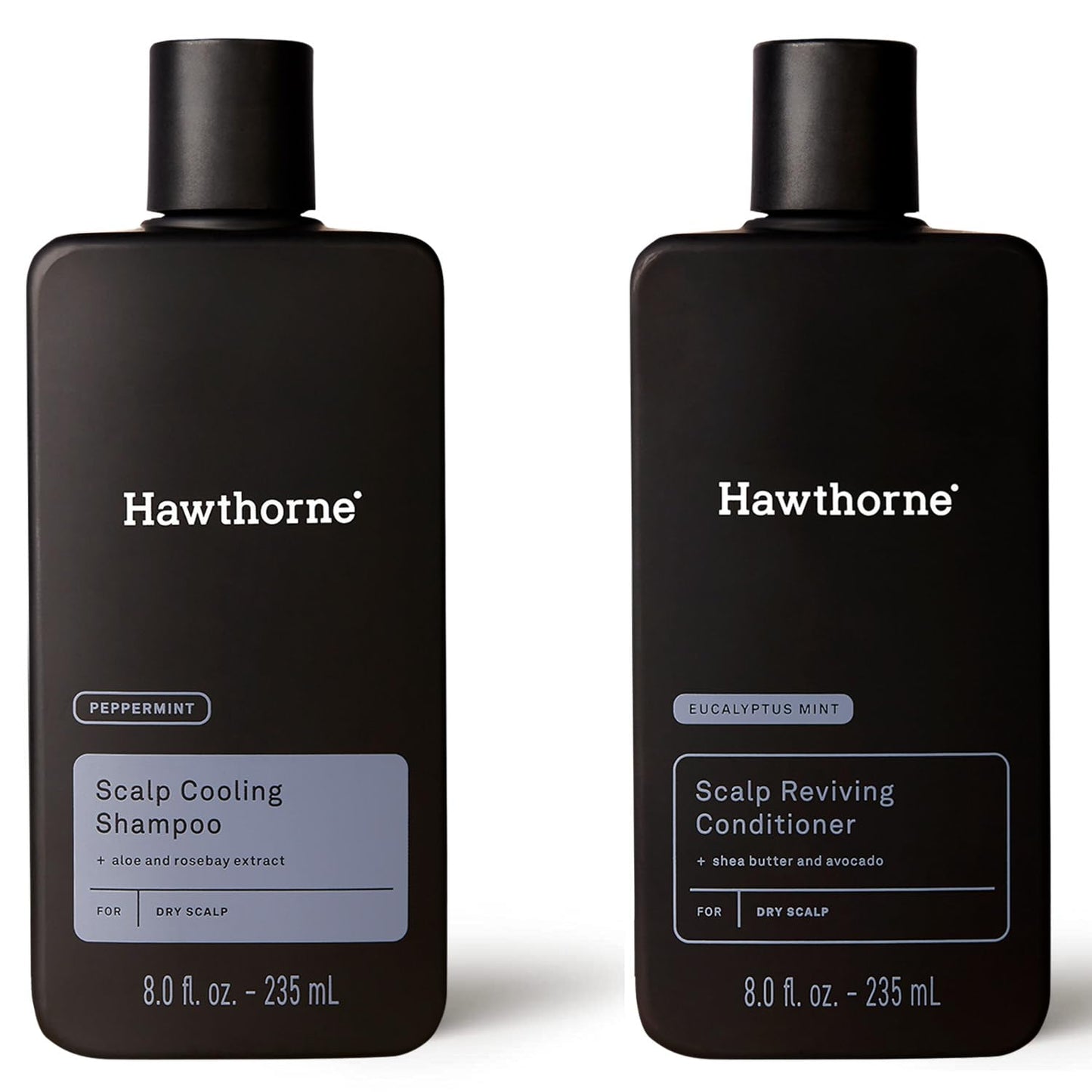 Hawthorne Men's Cooling Shampoo and Reviving Conditioner Set for Dry and Itchy Scalp - Sulfate Free, Paraben Free - 8 Fl Oz Each