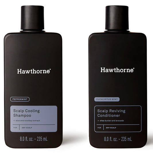 Hawthorne Men's Cooling Shampoo and Reviving Conditioner Set for Dry and Itchy Scalp - Sulfate Free, Paraben Free - 8 Fl Oz Each