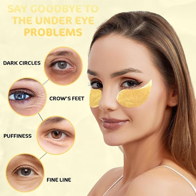 AMY'S DIARY 24K Gold Eye Mask Under Eye Patches (30 Pairs)- Puffy Eyes & Dark Circles Treatments,Reduce Under Eye Bags and Smooth Wrinkles,Eye Skin Care Pads With Collagen (Gold Snail)