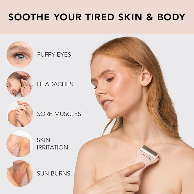 Kitsch Ice Roller for Face - Stainless Steel Ice Face Rollers for Women - Soothes Facial Puffiness, Sore Muscles, and Headaches | Self Care Gifts for Women - Terracotta