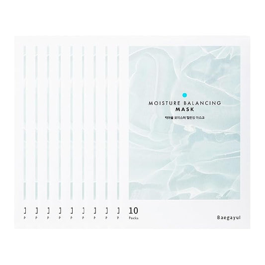 Moisture Balancing Sheet Mask 10EA - Hydrating & Soothing Facial Mask with Hyaluronic Acid, Glow Skin Watergel Texture, Korean Skincare for All Skin Types, Lightweight Non-Sticky Face Mask