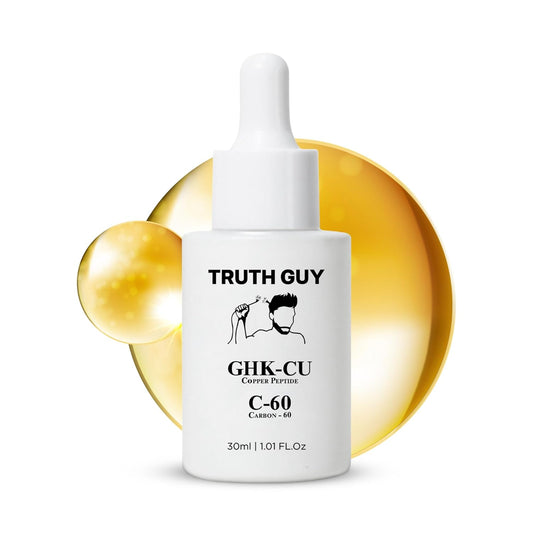 Truth Guy GHK-CU Copper Peptide Serum For Men and Women, With Carbon-60 for Fuller, Thicker Hair, Beard, Brows, and Lashes - One Month Supply