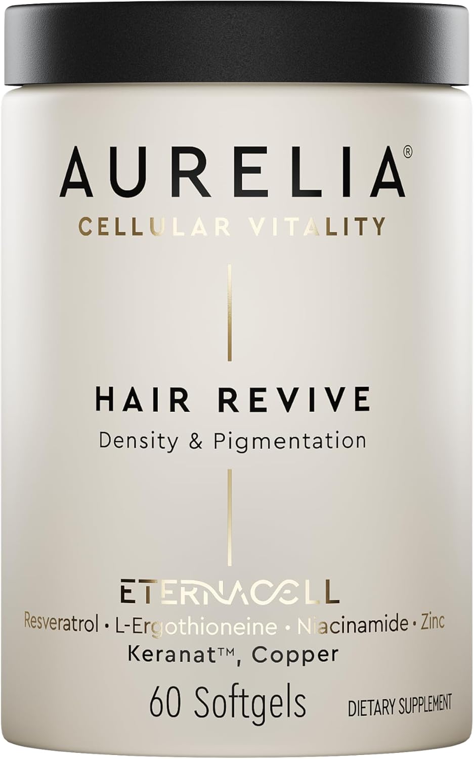 AURELIA Hair Revive | Advanced Cellular Anti-Aging Supplement | Support Hair Growth & Fuller, Healthier Hair | with Zinc, Resveratrol, Niacinamide, Ergothioneine, Keranat & Cooper