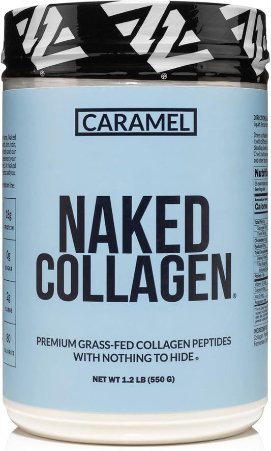 NAKED Caramel Collagen Peptides Protein Powder, 25 Servings, Pasture-Raised, Grass-Fed Hydrolyzed Collagen Supplement, Paleo Friendly, Non-GMO, Keto, Gluten Free, 20oz