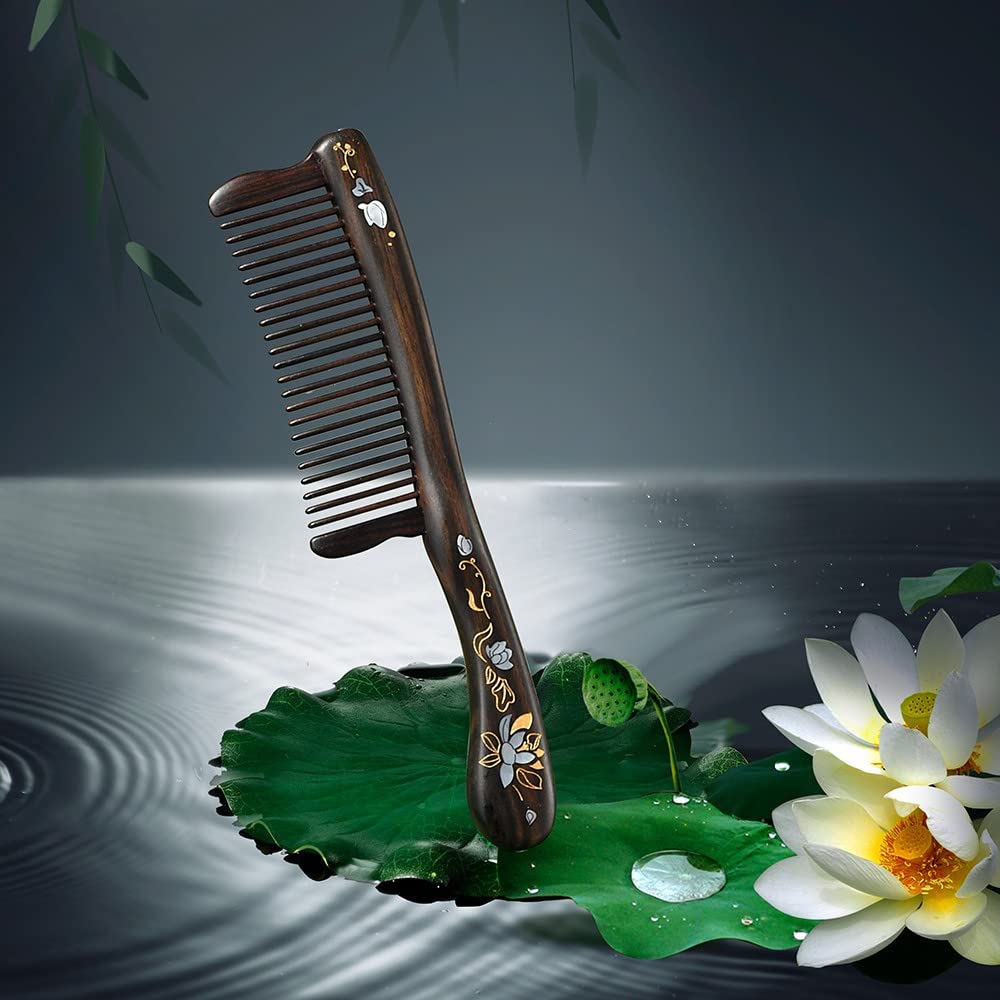 TAN MUJIANG Wooden Comb Hair Care Luxury Set Comb Anti-static Lotus Word