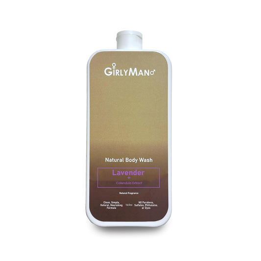 GirlyMan Natural Body Wash - Made with Olive Oil & Aloe Extract, No Artificial Fragrance, PH Balanced, Gentle Formula, Nourishing Ingredients, Family Owned (Lavender)