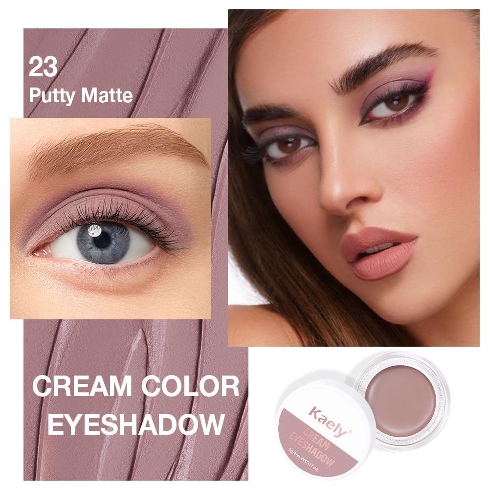 evpct Matte Putty Single Cream Eye Shadow Palette Pot Makeup for Older Women, Highly Pigmented Monochrome Cream to Powder Eyeshadow Palette Matte Liquid eyeshadow, Natural Waterproof Blendable