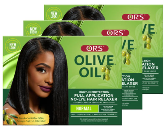 ORS Olive Oil Built-In Protection Full Application No-Lye Hair Relaxer Normal Strength (Pack of 3)