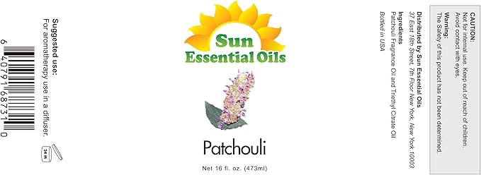 Sun Essential Oils - Patchouli Essential Oil 16oz for Aromatherapy, Diffuser, Enhance Mood, Hair Care - Patchouli Oil