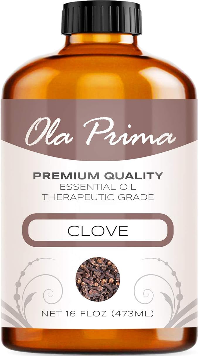 Ola Prima Clove Essential Oil for Aromatherapy, Diffuser, Soap, and Skin Moisturizer (16oz Bulk)