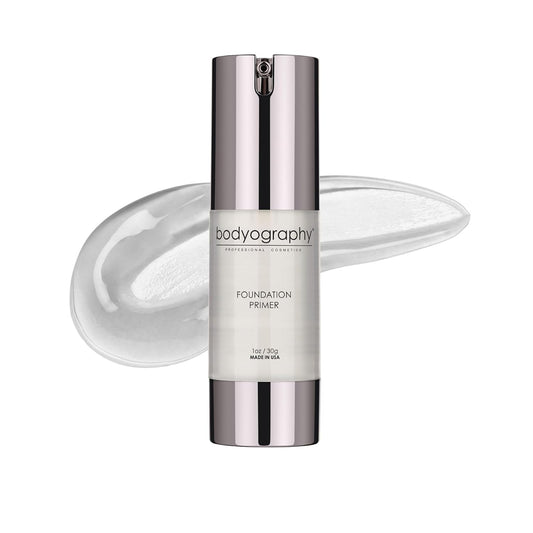 BODYOGRAPHY - Foundation Primer (Clear): Flawless Anti-Aging Salon Makeup Primer w/Vitamin E, A, Jojoba, Grapeseed Oil | Control Shine | Gluten-Free, Cruelty-Free, 1 oz.