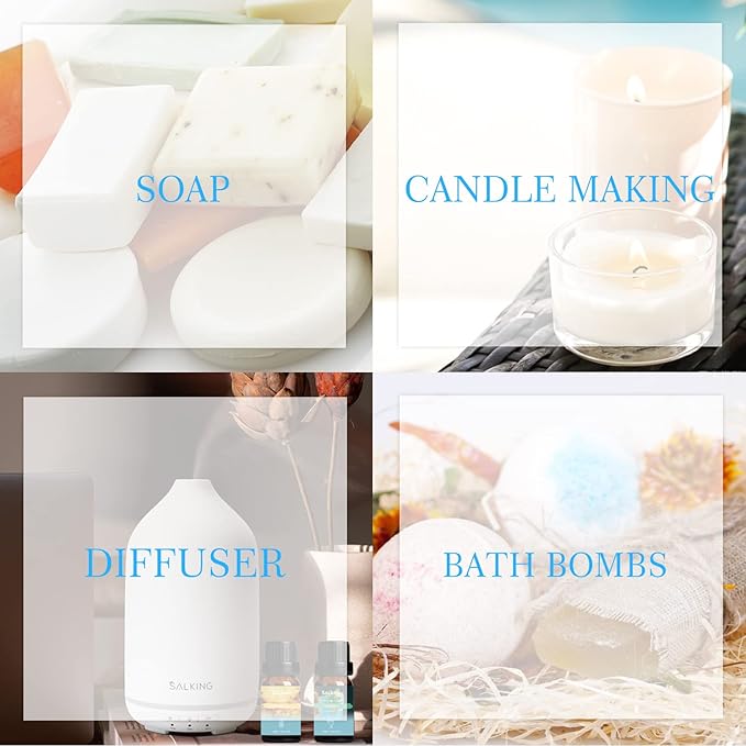 SALKING Summer Fragrance Oils Set, Premium Essential Oils Gift Set for Diffuser, Scented Oil for Soap & Candle Making - Ocean Breeze, Mojito, Coconut, Pineapple, Watermelon, Vanilla Ice Cream
