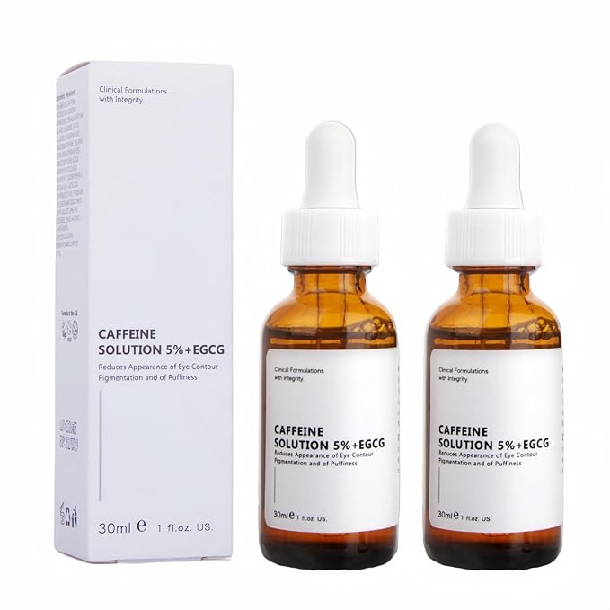 Caffeine Solution 5% + EGCG, Caffeine Eye Serum For Face, Moisturizing Under Eye Solution For Reduces Dark Circles & Puffiness, 30ML (1, 2PC)