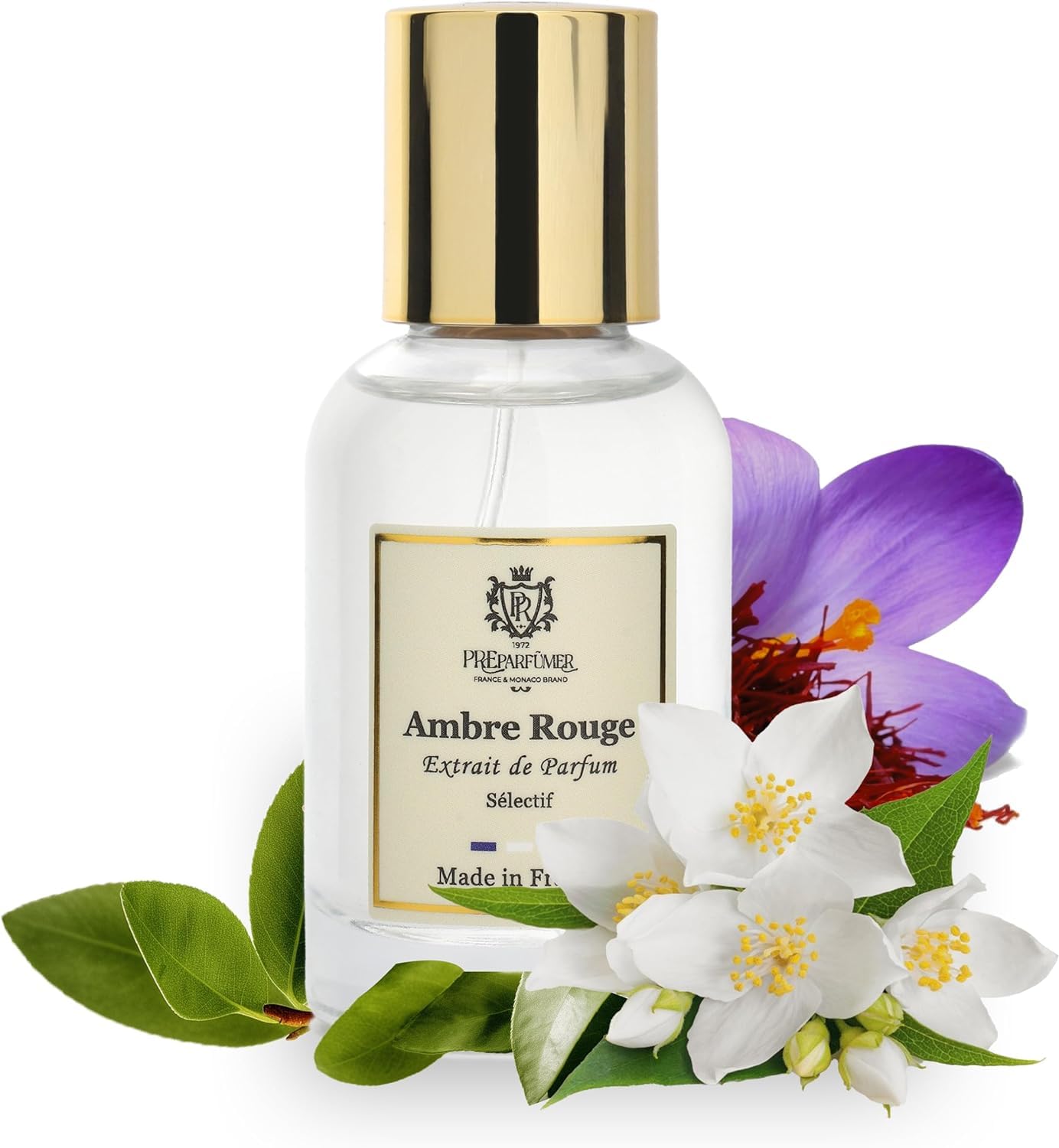 PREparfume From France Ambre Rouge 30ml – Warm Oriental Floral Scent From France – Luxury Fragrance with Saffron, Jasmine – Long Lasting Perfume With Amber and Oud Notes