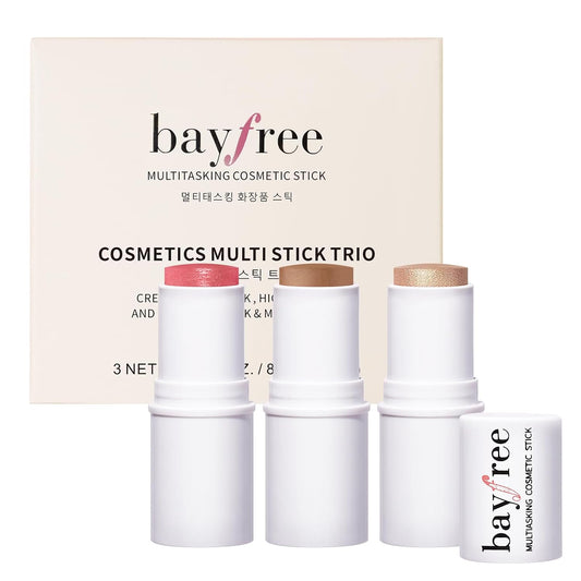bayfree 3 PCS Makeup Cream Contour Stick Set, Highlighter Stick & Bronzer Stick & Blush Stick, Long Lasting, Natural Face Contour, Dewy & Matte Finish, Multi Stick Trio for All Skin