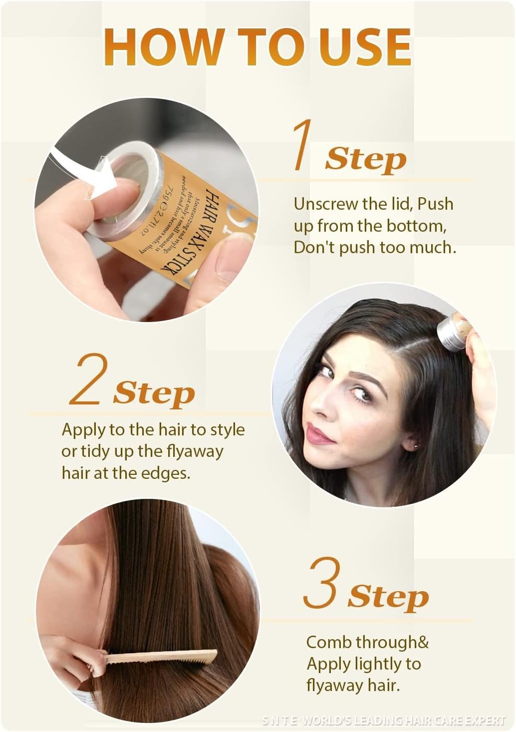 Hair Wax Stick - Slick Back Hair Brush Set 6Pcs, Wax Stick for Hair Flyaways, Bun Accessories, Non-greasy Styling Cream for Women, Kids & Teen Girls