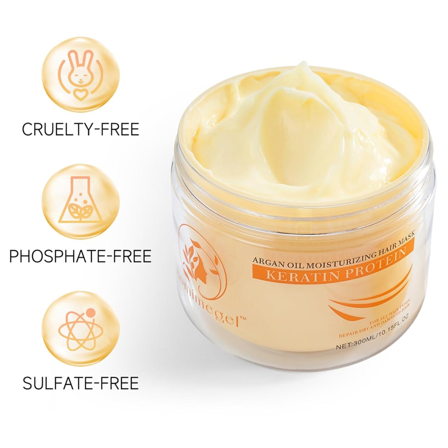 Collagen Hair Mask,Deep Repair Conditioning Argan Oil Hair Mask for Damaged Hair Treatment, Deep Conditioner Hydrating Hair Masque for All Hair Types 10.15oz 300ml