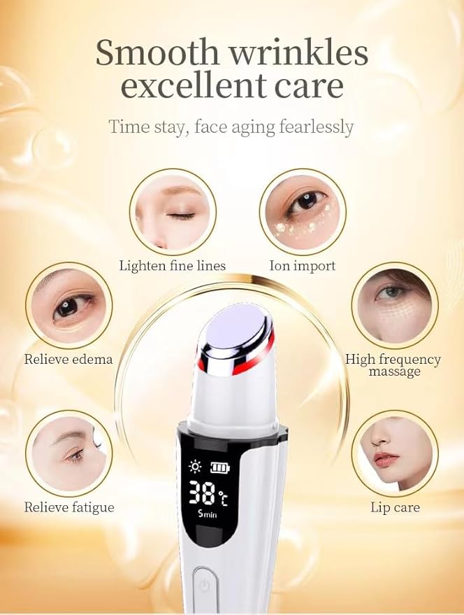 Eye Massage Wand,Vibration and Warm,Reducing Fine Lines, Dark Circles, Eye Bags Eyes Puffiness