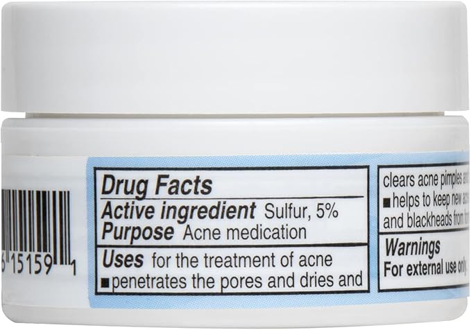 De La Cruz 5% Sulfur Ointment Travel Size - Cystic Acne Treatment for Face and Body - Daily 10 Min Spot Treatment and Effective Game Changing Hormonal Acne Treatment that Clears Up Pimples 0.21OZ
