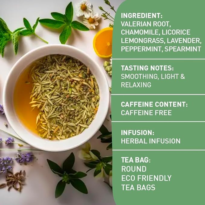 HANDPICK, Good Night Tea Bags (100 Count) Night Time Herbal Tea | Caffeine Free, Gluten Free | Floral Blend - Lavender, Chamomile, Peppermint | Natural Tea, Perfect for Bedtime